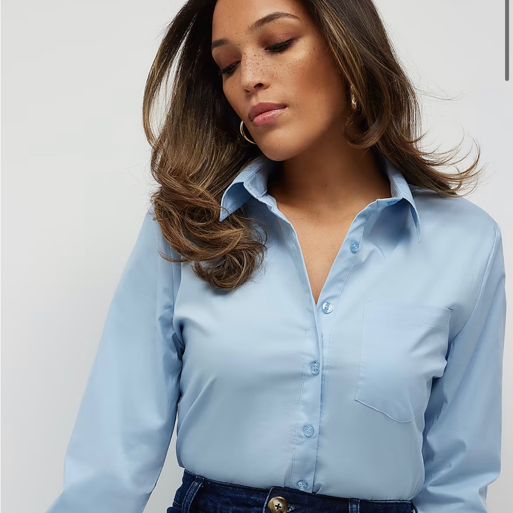 NWOT tall xsmall power blue button down.